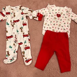 Bundle of 2 baby Christmas outfit and pajamas